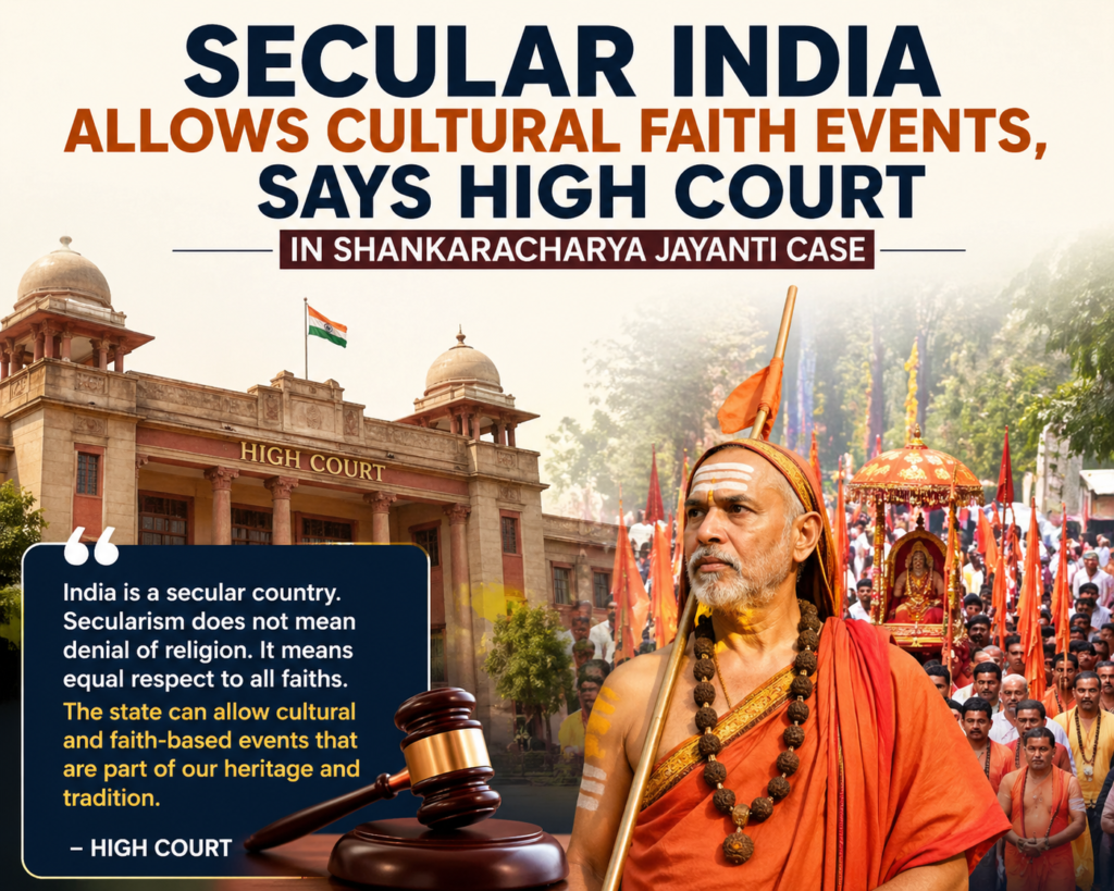 Secular India Allows Cultural Faith Events, Says High Court in Shankaracharya Jayanti Case