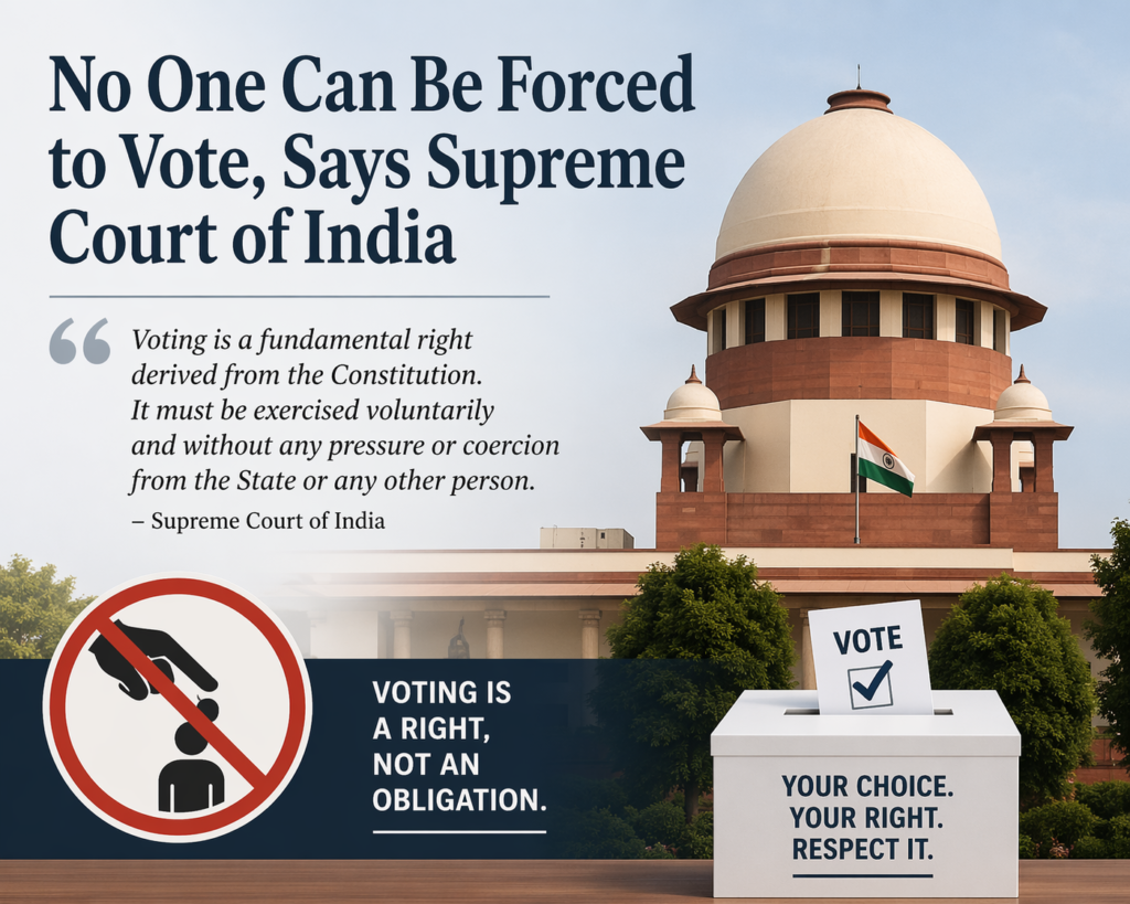 No One Can Be Forced to Vote, Says Supreme Court of India