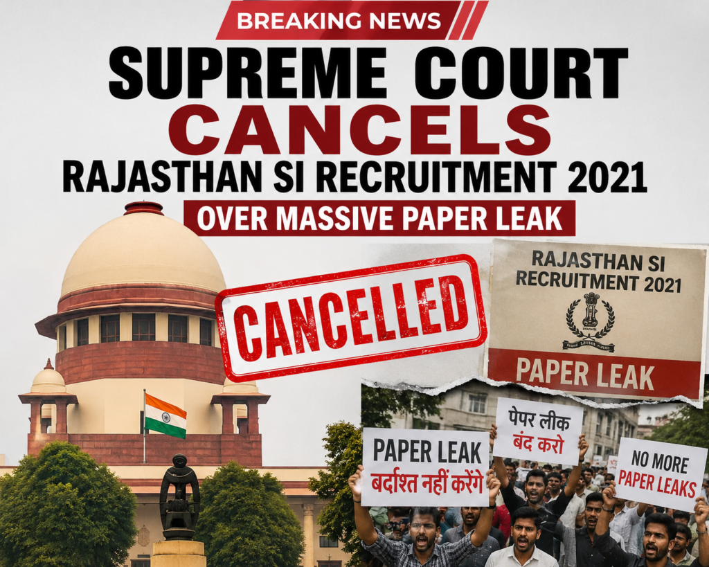 “Supreme Court Cancels Rajasthan SI Recruitment 2021 Over Massive Paper Leak”