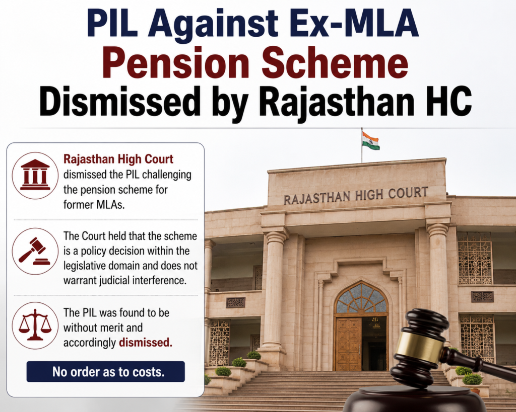 PIL Against Ex-MLA Pension Scheme Dismissed by Rajasthan HC