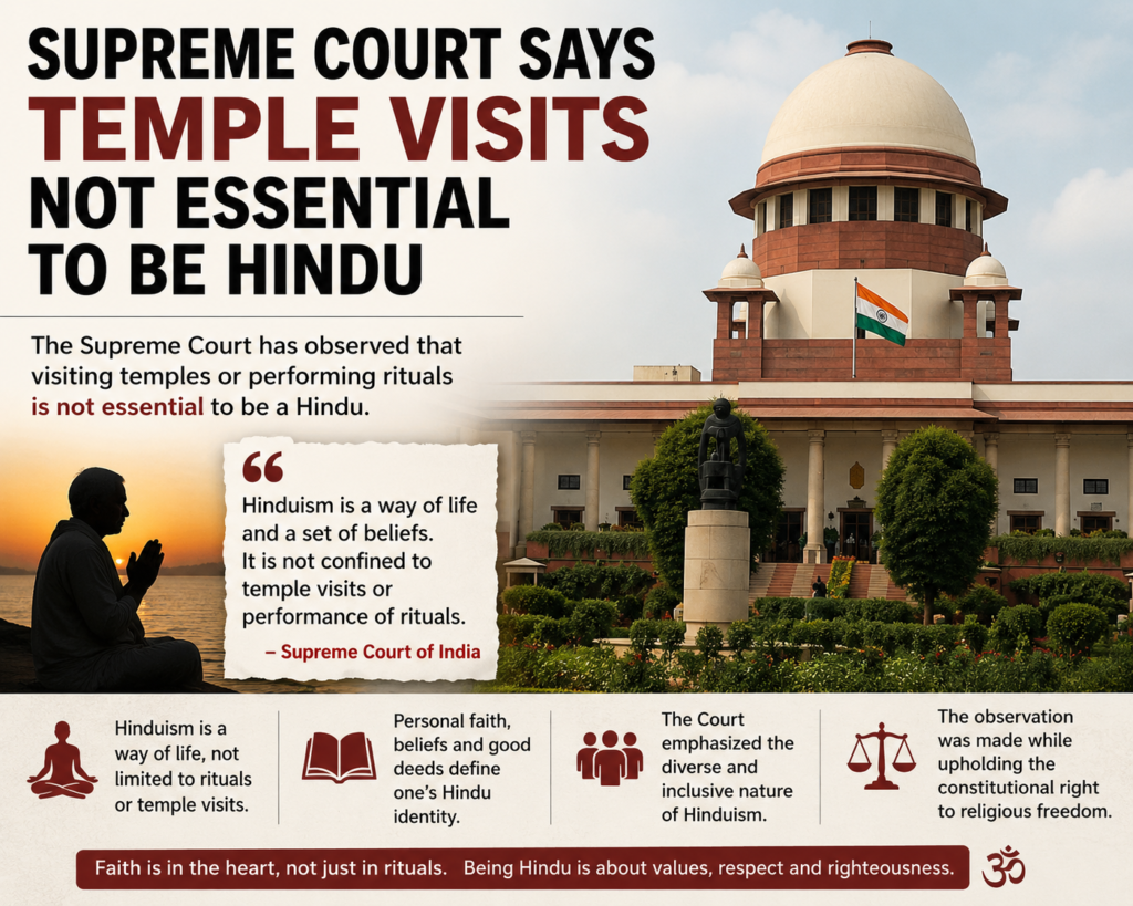 Supreme Court Says Temple Visits Not Essential to Be Hindu