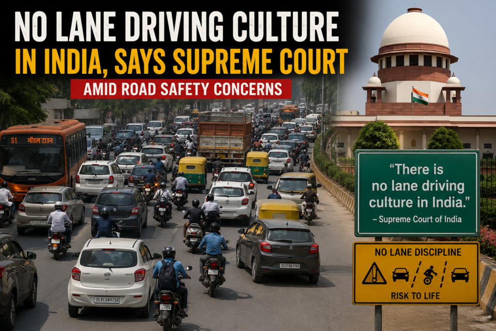 No Lane Driving Culture in India, Says Supreme Court Amid Road Safety Concerns
