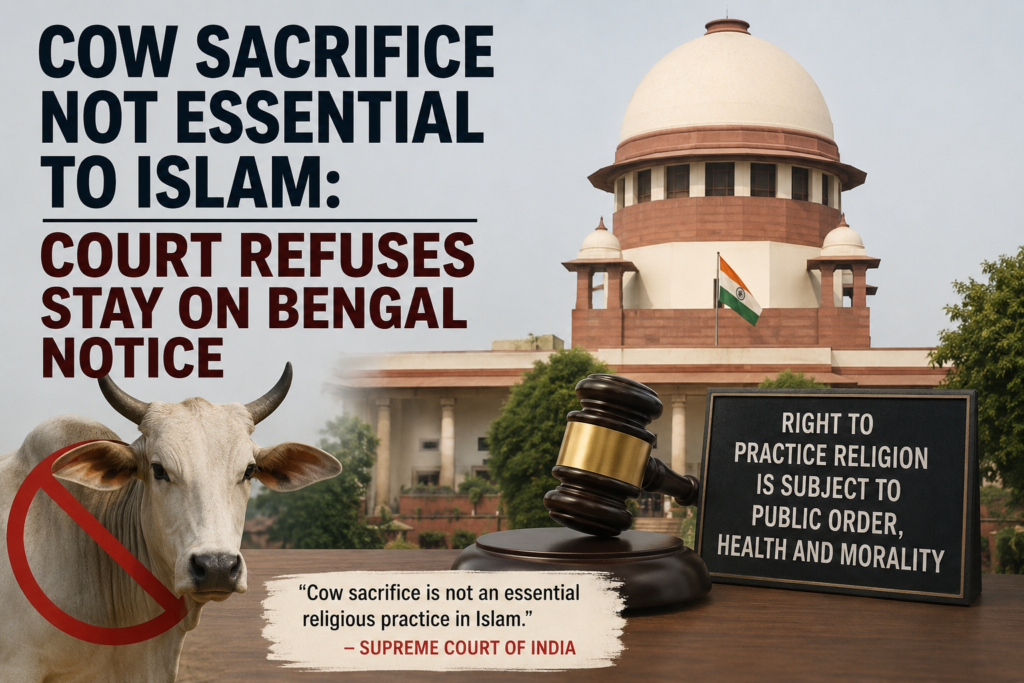 Cow Sacrifice Not Essential to Islam: Court Refuses Stay on Bengal Notice