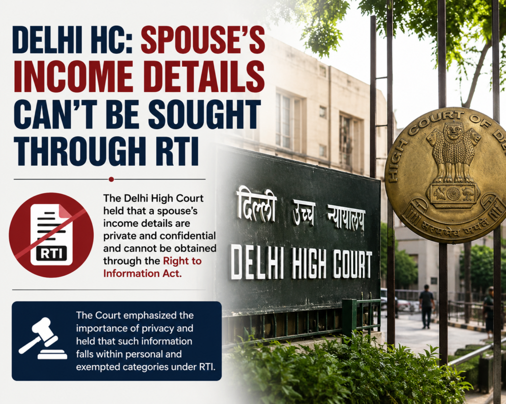 Delhi HC: Spouse’s Income Details Can’t Be Sought Through RTI
