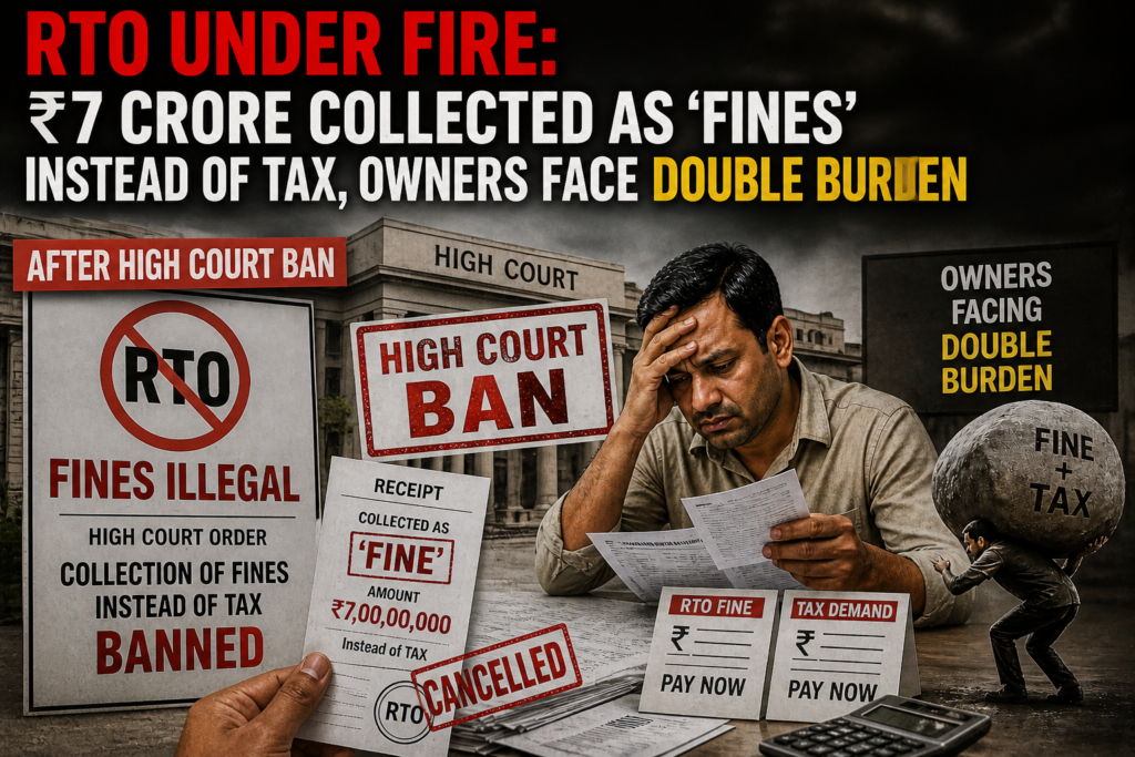 “RTO Under Fire: ₹7 Crore Collected as ‘Fines’ Instead of Tax, Owners Face Double Burden”