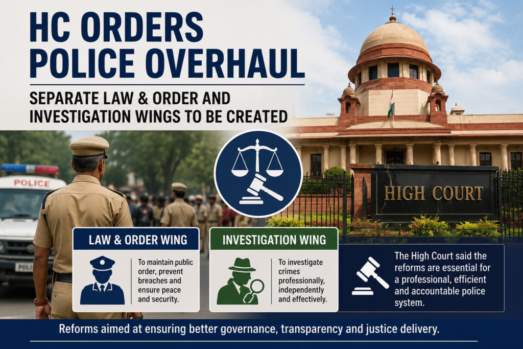 HC Orders Police Overhaul, Separate Law & Order and Investigation Wings to Be Created