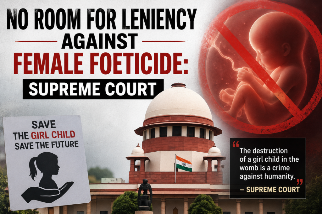 No Room for Leniency Against Female Foeticide: Supreme Court