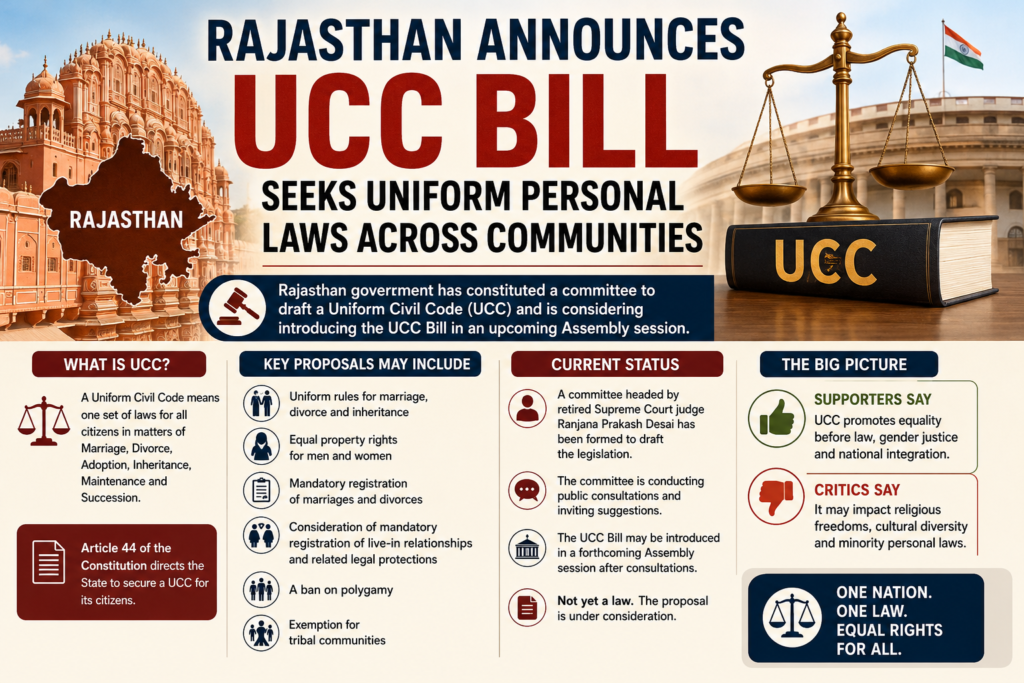 Rajasthan Announces UCC Bill, Seeks Uniform Personal Laws Across Communities