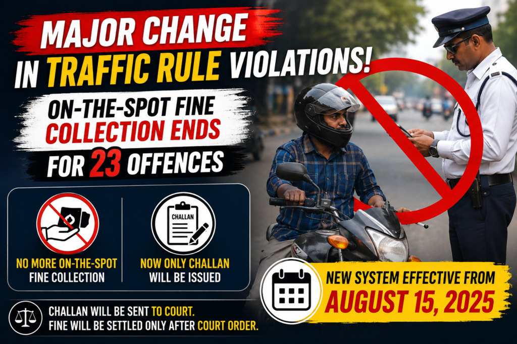 Major Change in Traffic Rule Violations: On-the-Spot Fine Collection Ends for 23 Offences from August 15